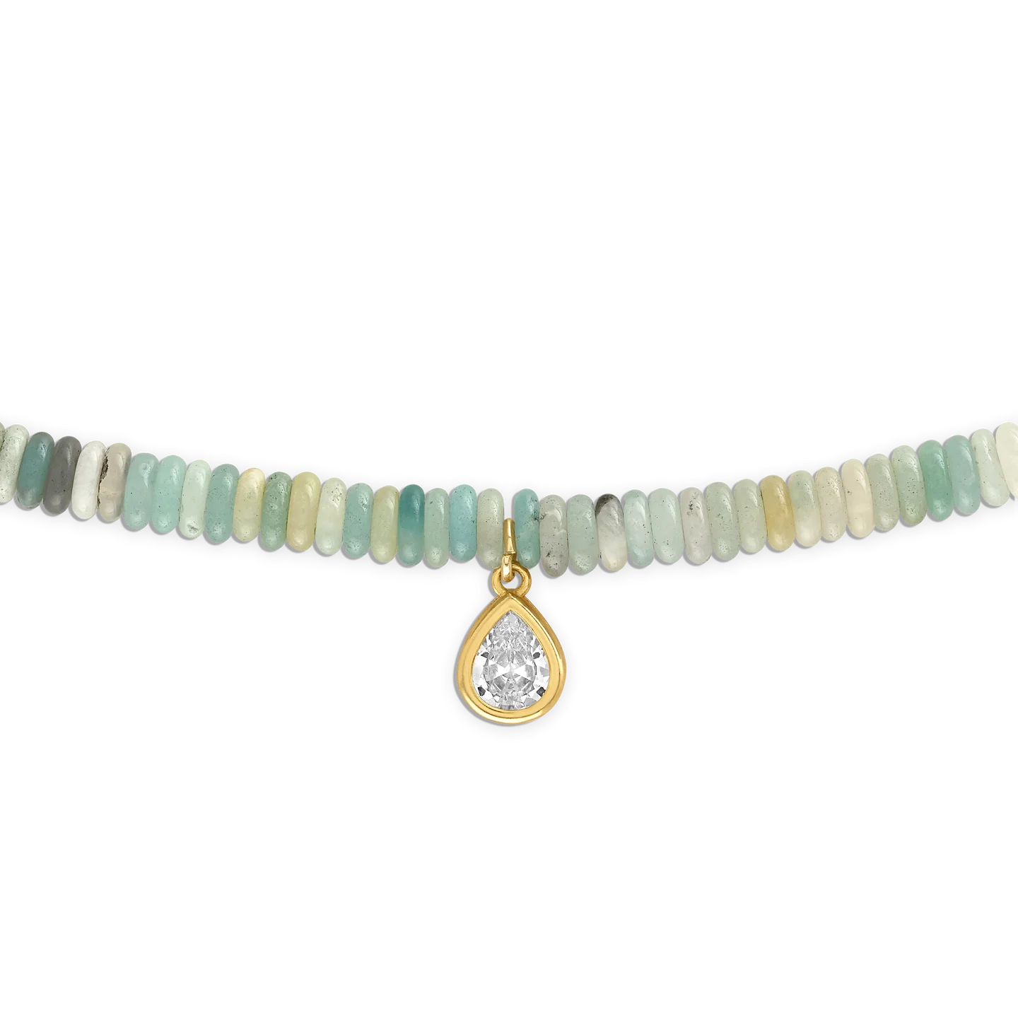 Small Amazonite Necklace with Pear Pendant | 18"