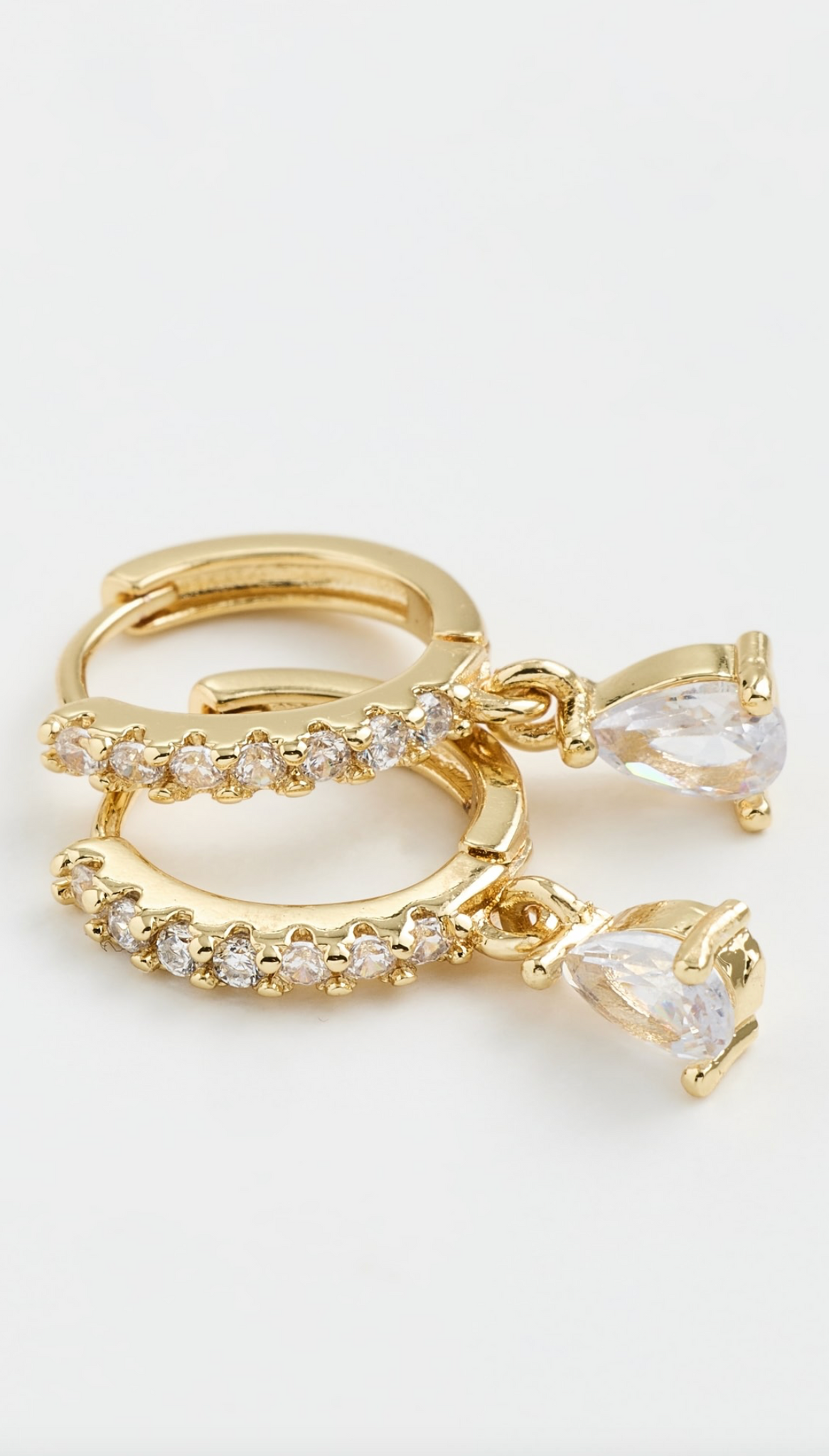 Teardrop Pave Huggies in Gold