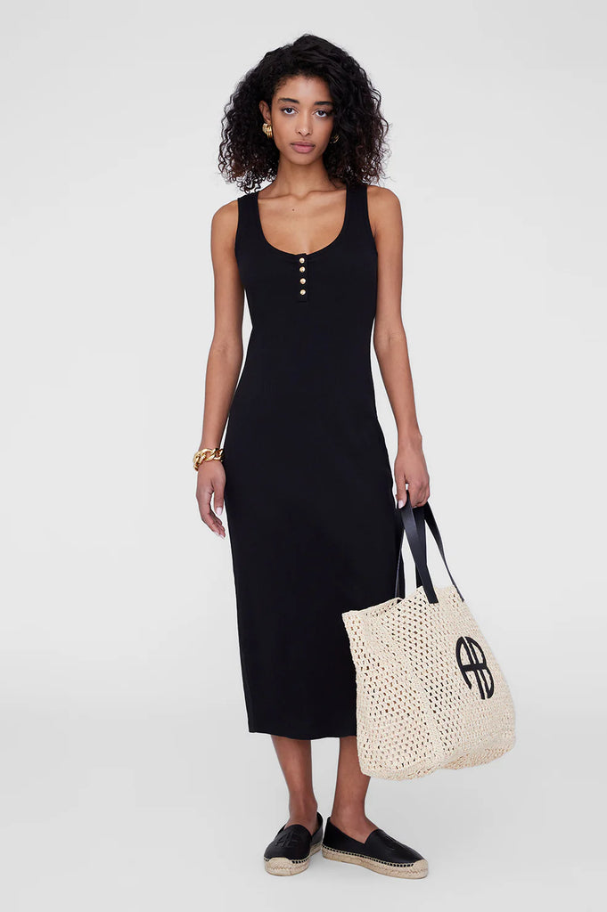 Alessia Tank Midi Dress in Black