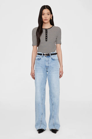 Alessia Tee in Cream and Black Stripe