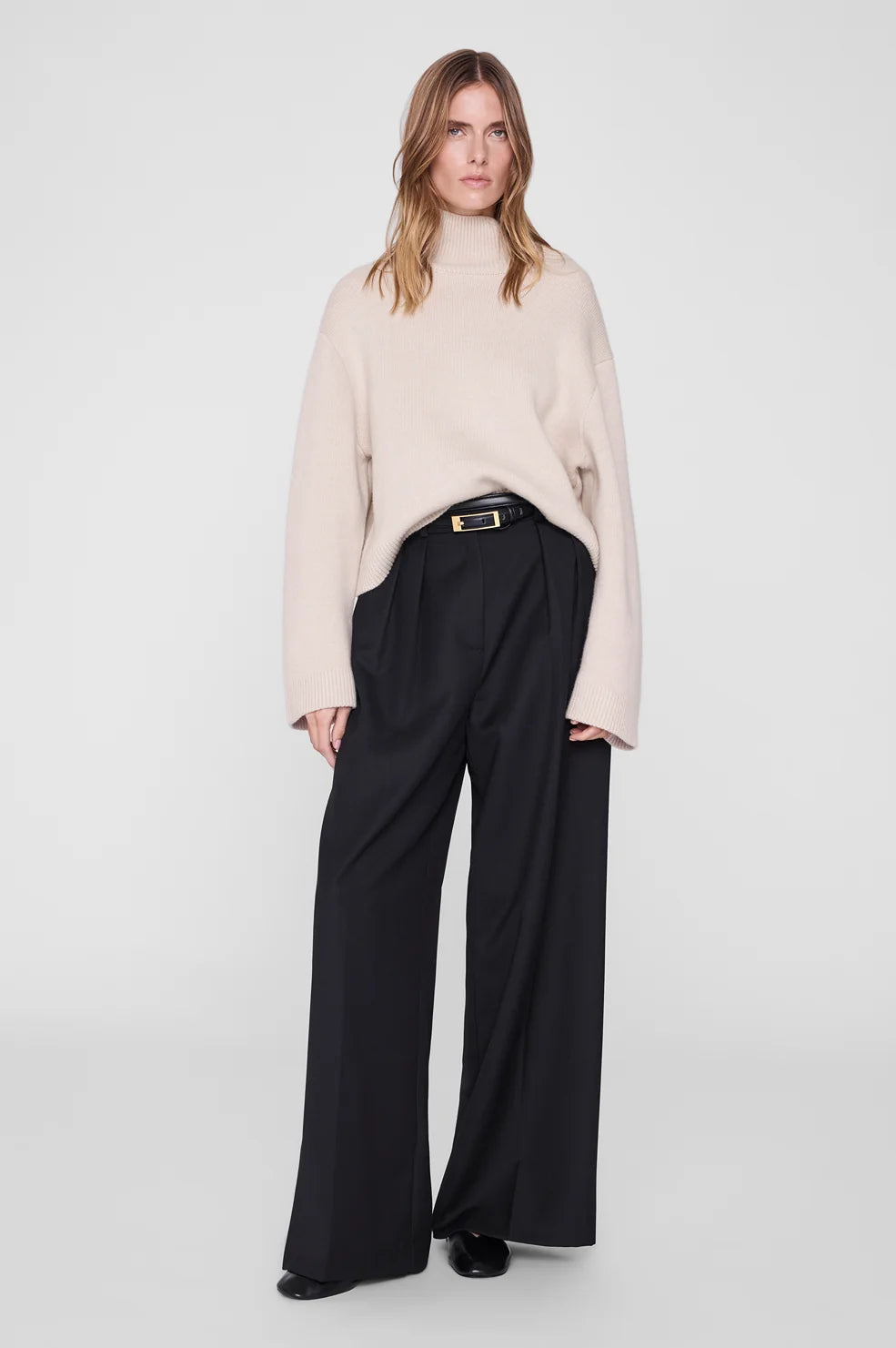 Alma Turtleneck Sweater in Beige