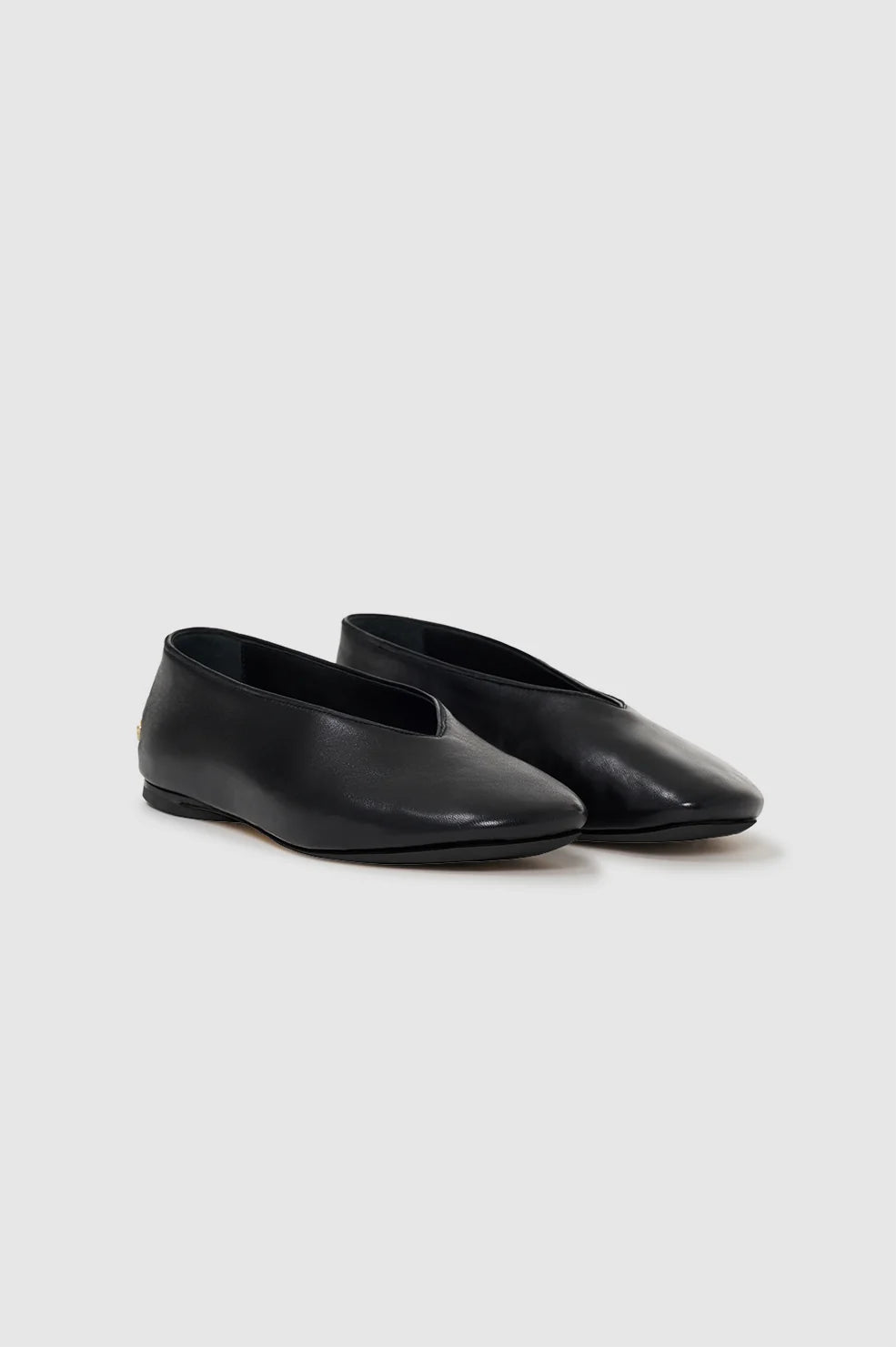 Ana Flats Smooth Leather in Black
