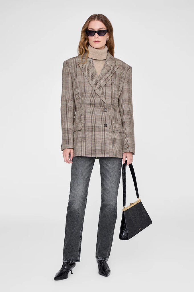 Aretha Blazer in Brown Plaid