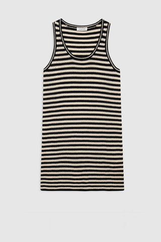 Arie Dress in Black and Ivory Stripe
