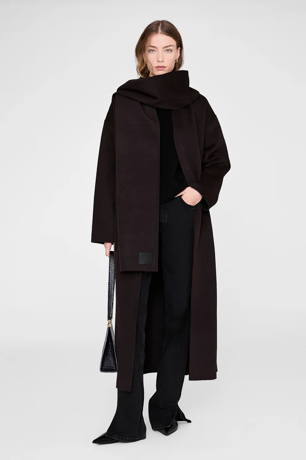 Ava Scarf in Deep Brown Cashmere Blend