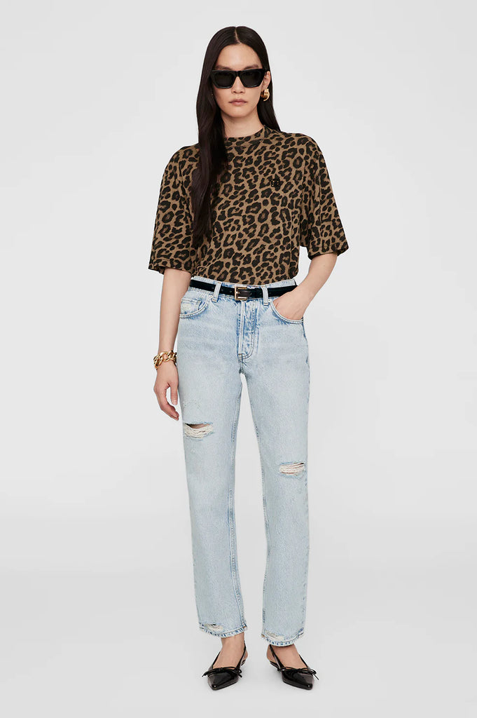 Avi Tee in Black and Brown Leopard