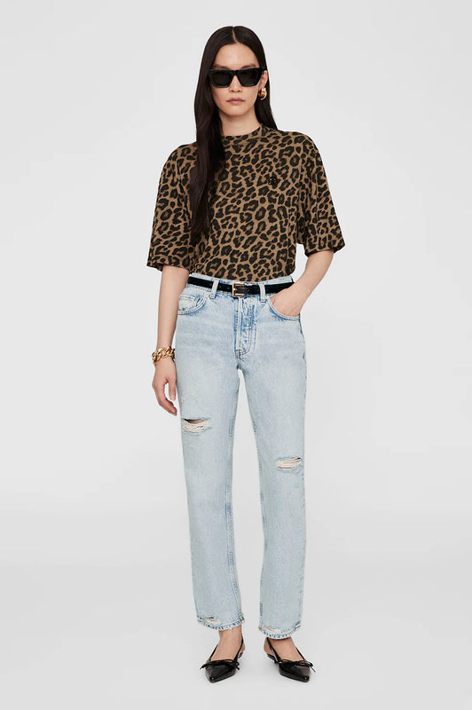 Avi Tee in Black and Brown Leopard