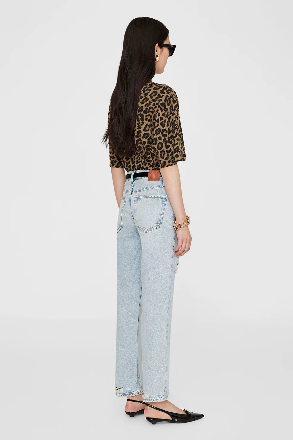 Avi Tee in Black and Brown Leopard