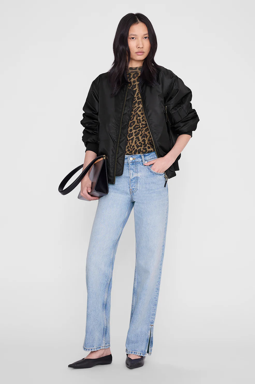 Avi Tee in Black and Brown Leopard