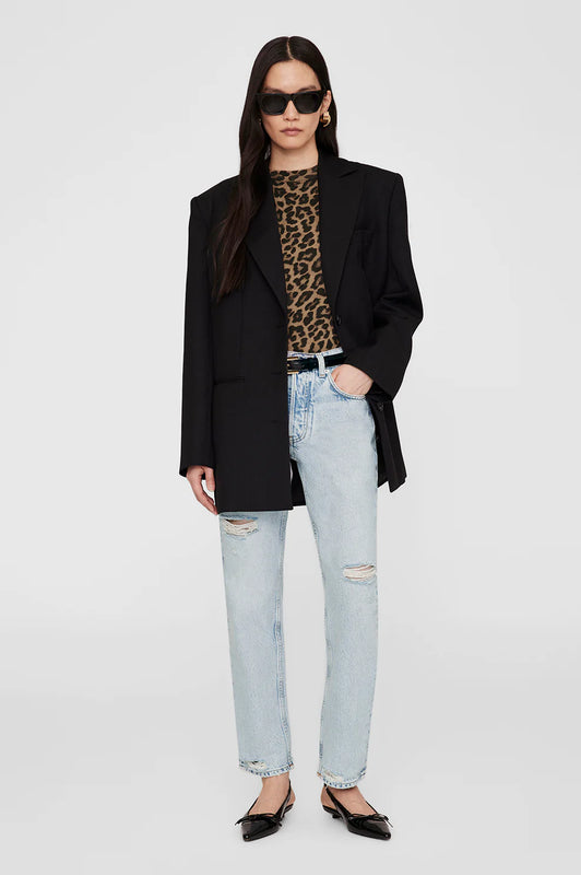 Avi Tee in Black and Brown Leopard