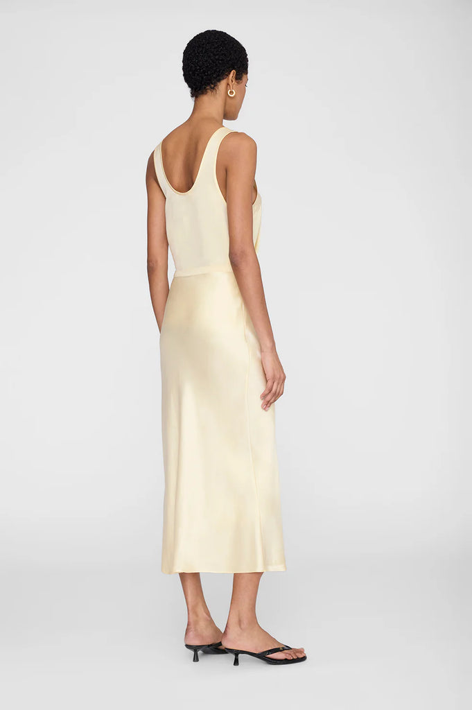 Bar Silk Skirt in Butter Yellow