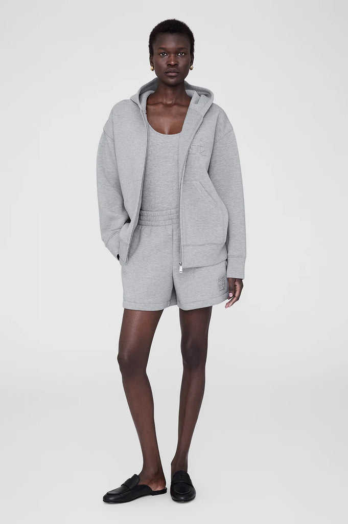 Bond Zip Up Hoodie Framed Monogram in Heather Grey