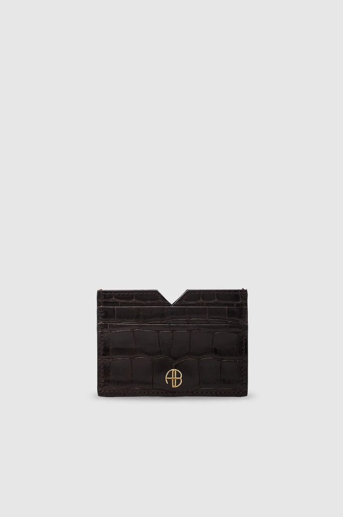 Calli Card Holder Embossed in Dark Brown