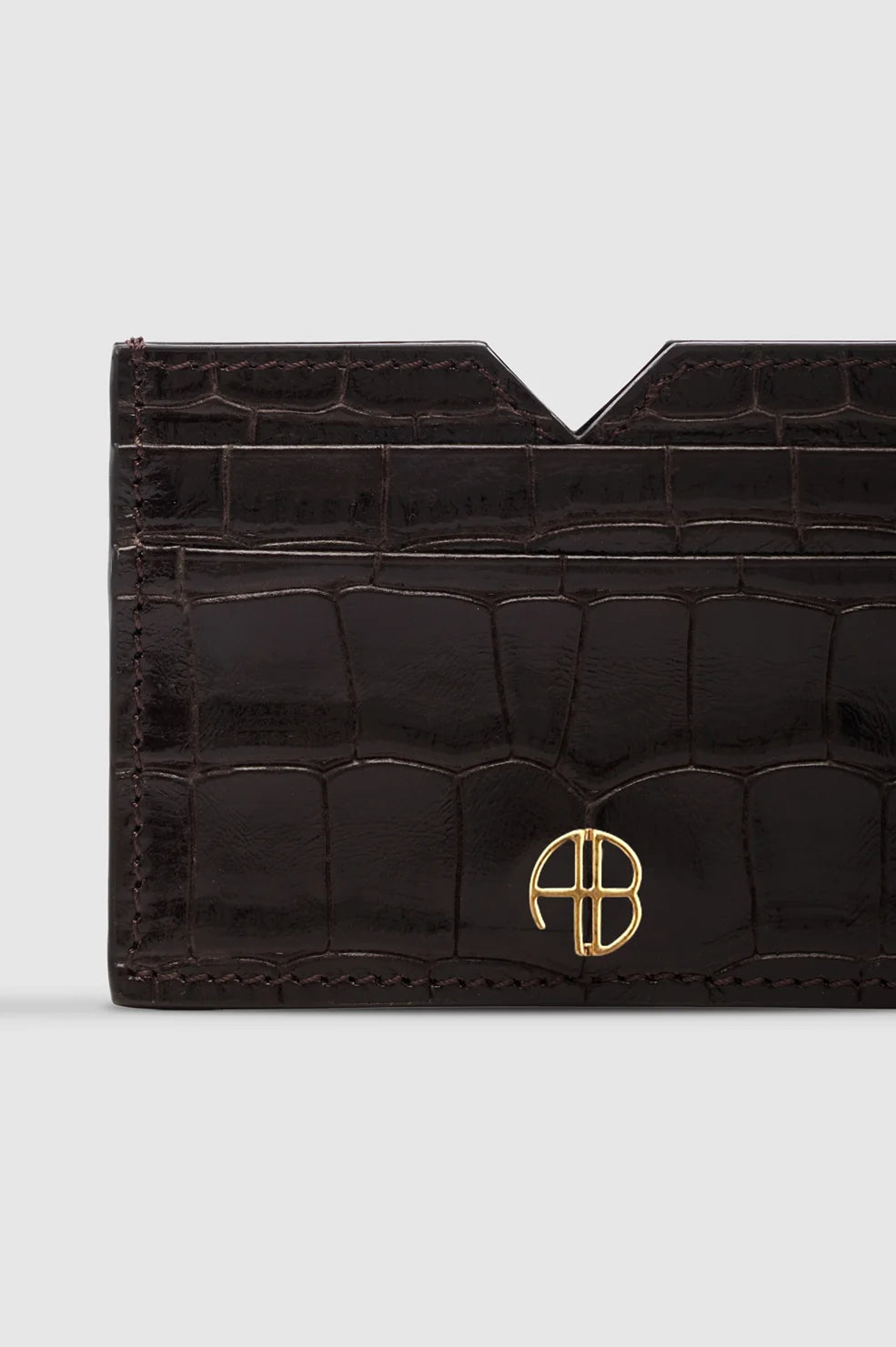 Calli Card Holder Embossed in Dark Brown