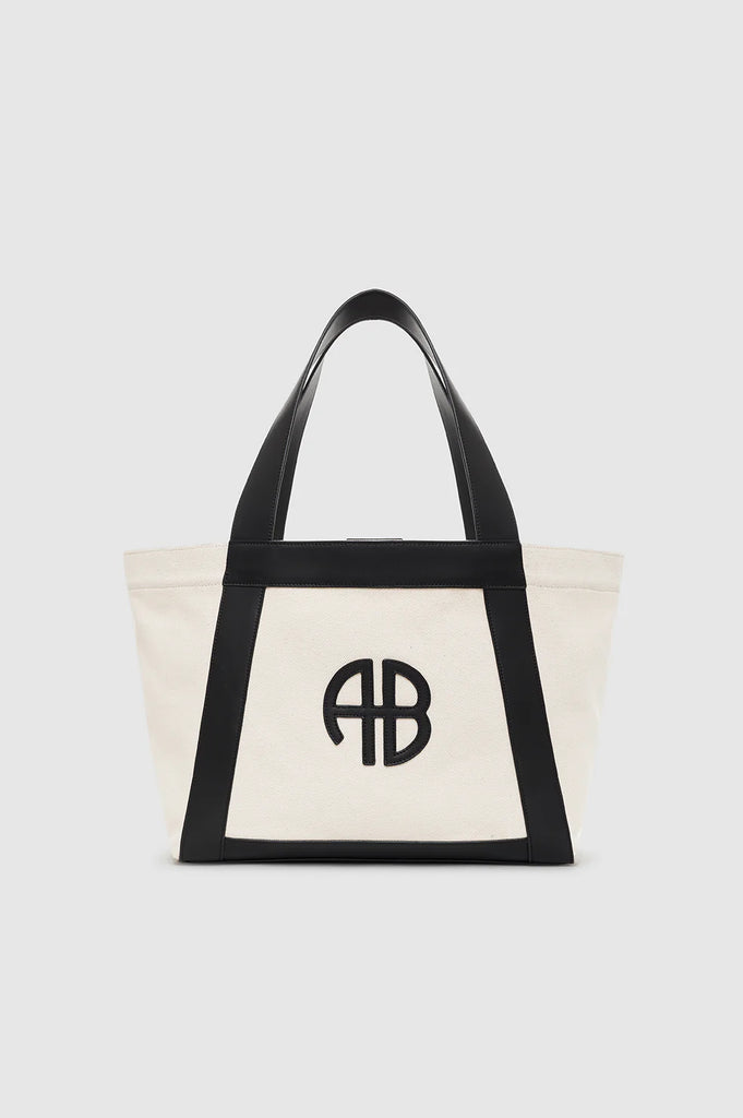 Cara Tote in Natural Canvas with Black