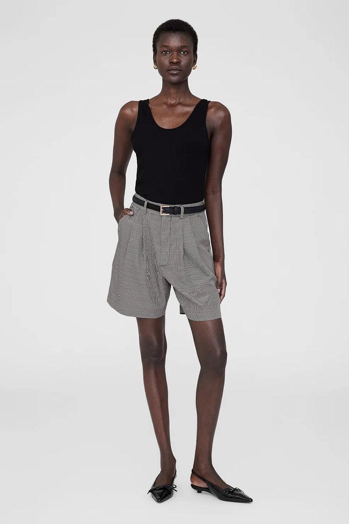 Carrie Short in Black and White Mini Houndstooth