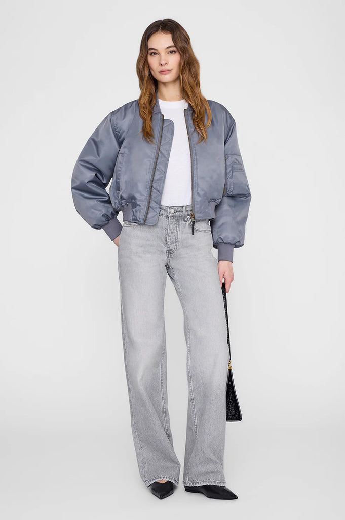 Cropped Leon Bomber in Dark Grey