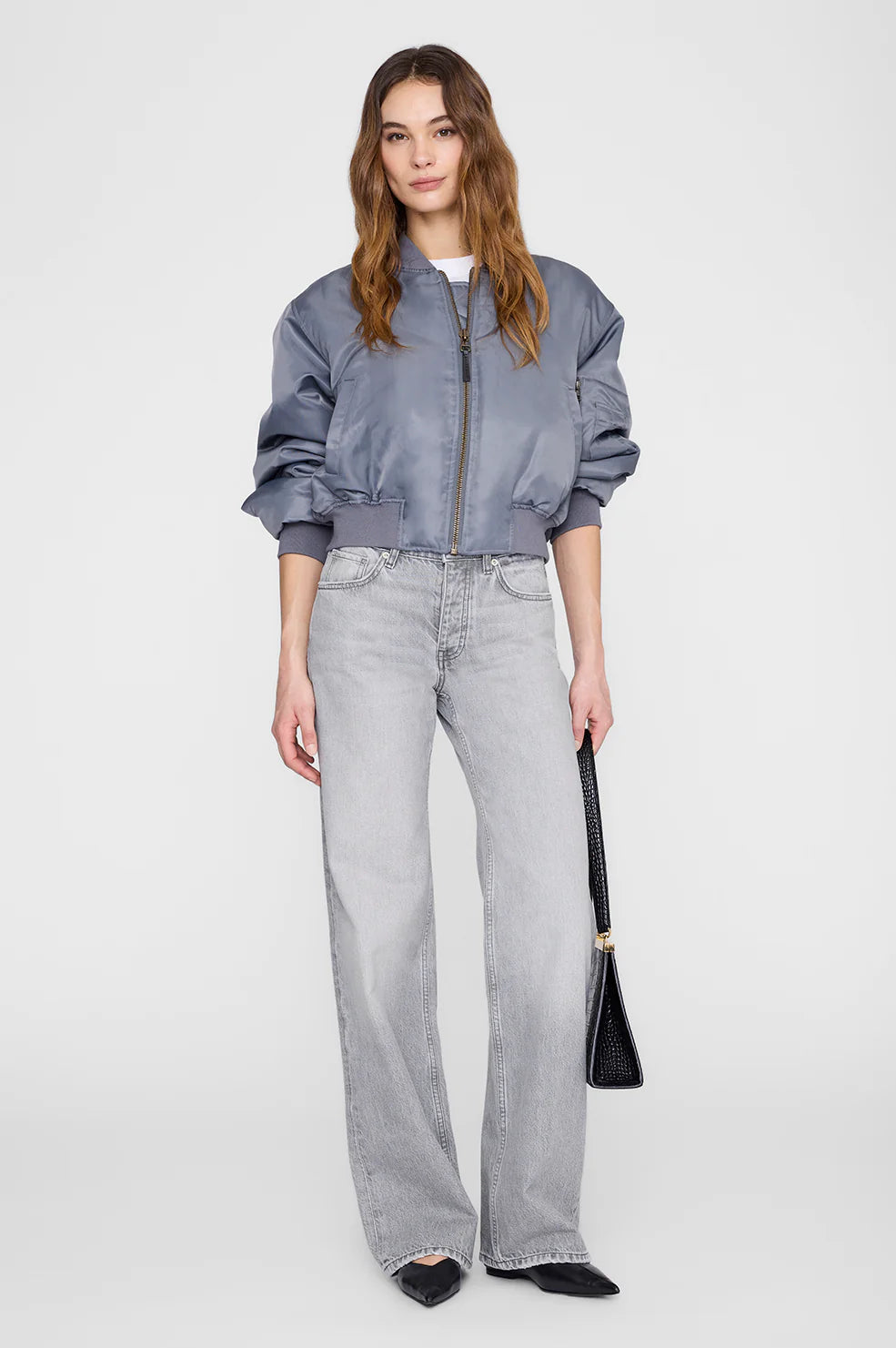 Cropped Leon Bomber in Dark Grey