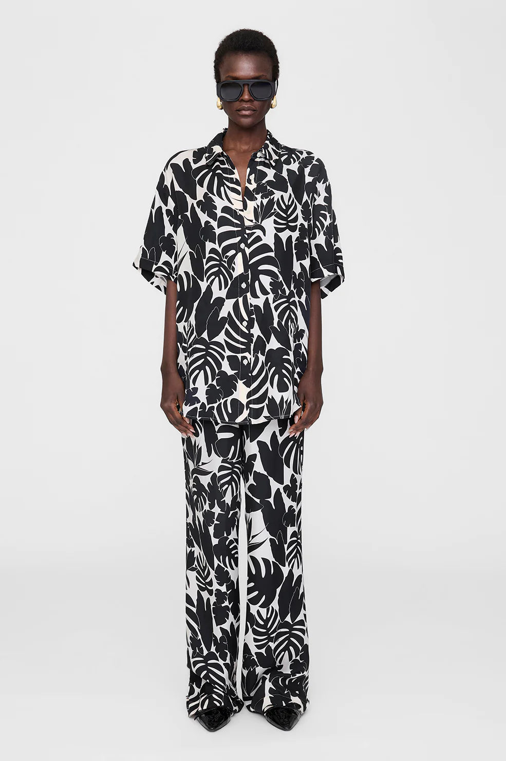 Elain Pant in Black Bird of Paradise