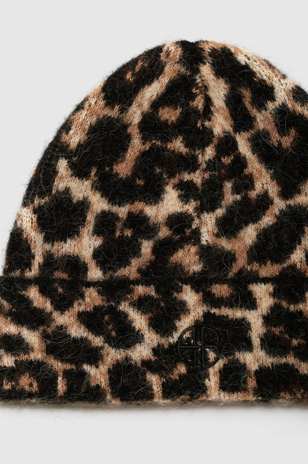 Elia Beanie in Black and Brown Leopard
