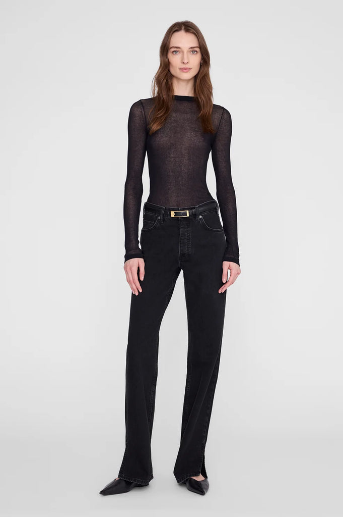 Elly Belt Smooth Leather in Black