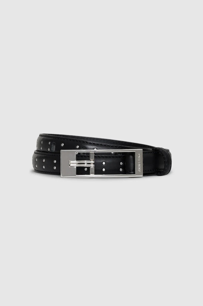 Elly Belt Studs Smooth Leather in Black