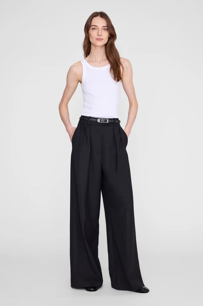 Elly Belt Studs Smooth Leather in Black