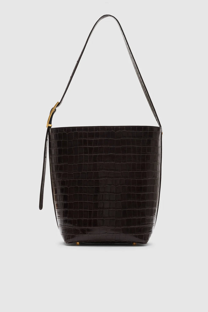 Elly Bucket Bag Embossed in Dark Brown