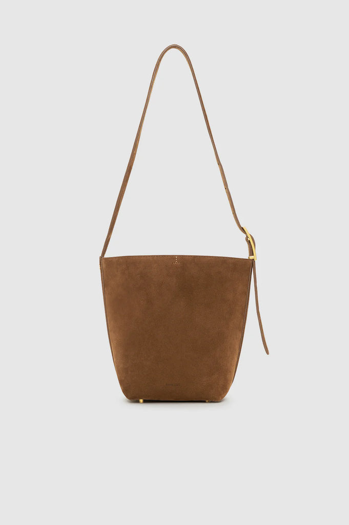 Elly Medium Bucket Bag Suede in Tobacco