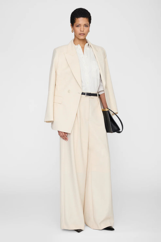 Essie Cropped Shirt in Cream Pinstripe