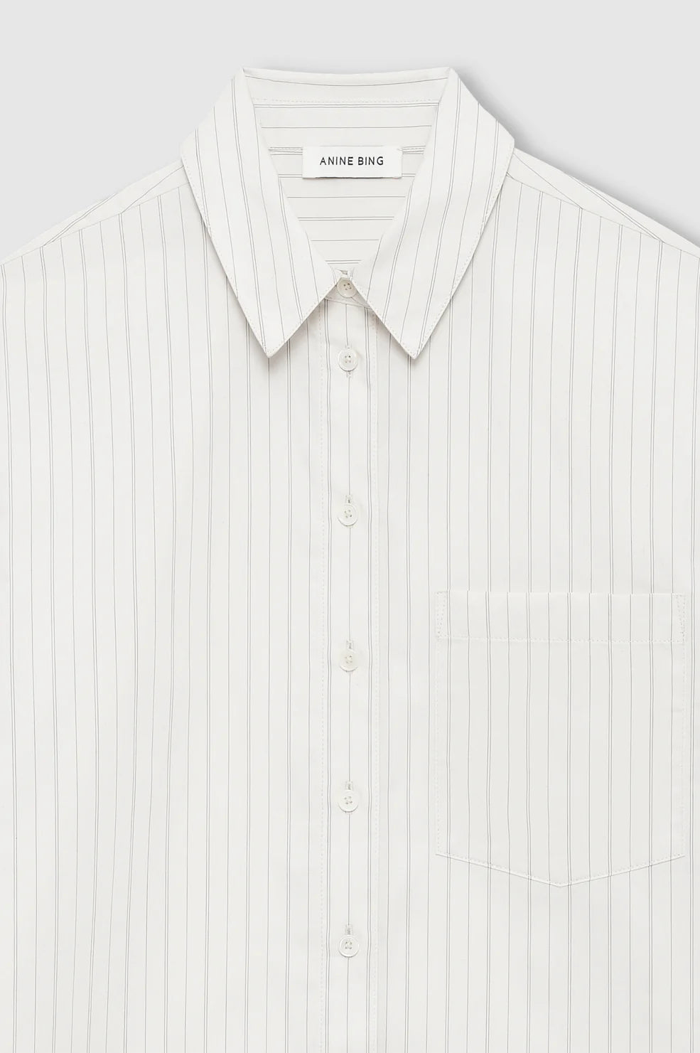 Essie Cropped Shirt in Cream Pinstripe