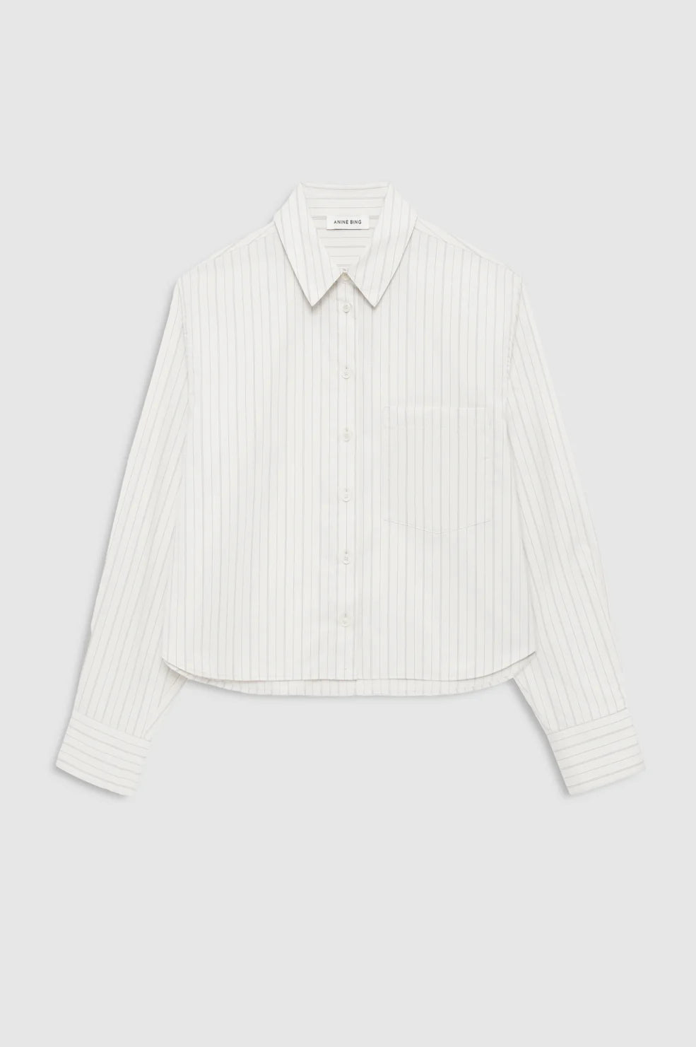 Essie Cropped Shirt in Cream Pinstripe