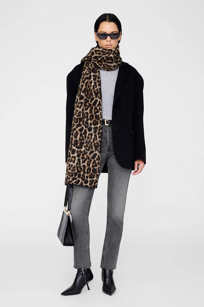 Hannah Scarf in Black and Brown Leopard