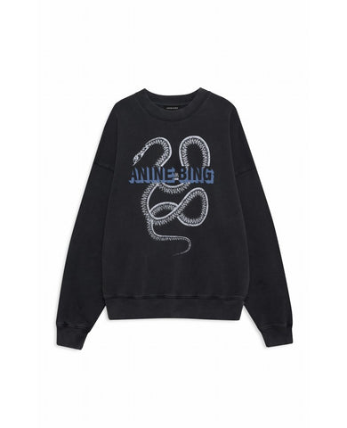 Harvey Crew Sweatshirt Snake in Washed Black