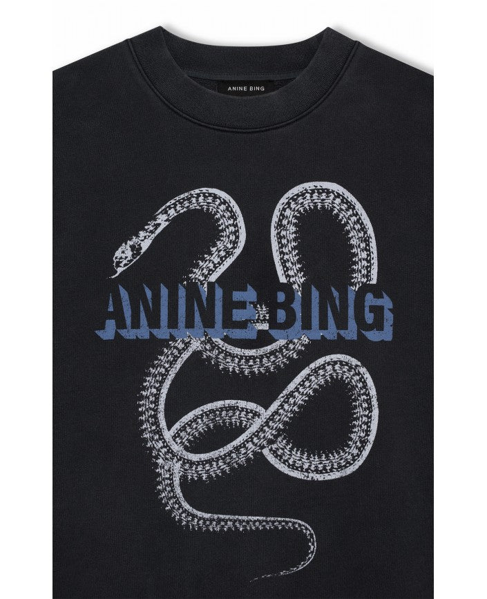 Harvey Crew Sweatshirt Snake in Washed Black