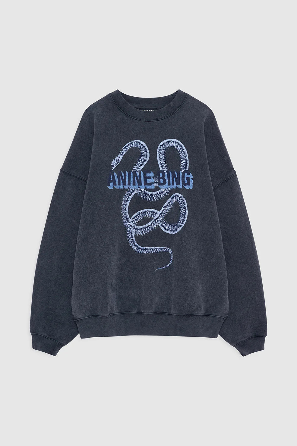 Harvey Crew Sweatshirt Snake in Washed Black