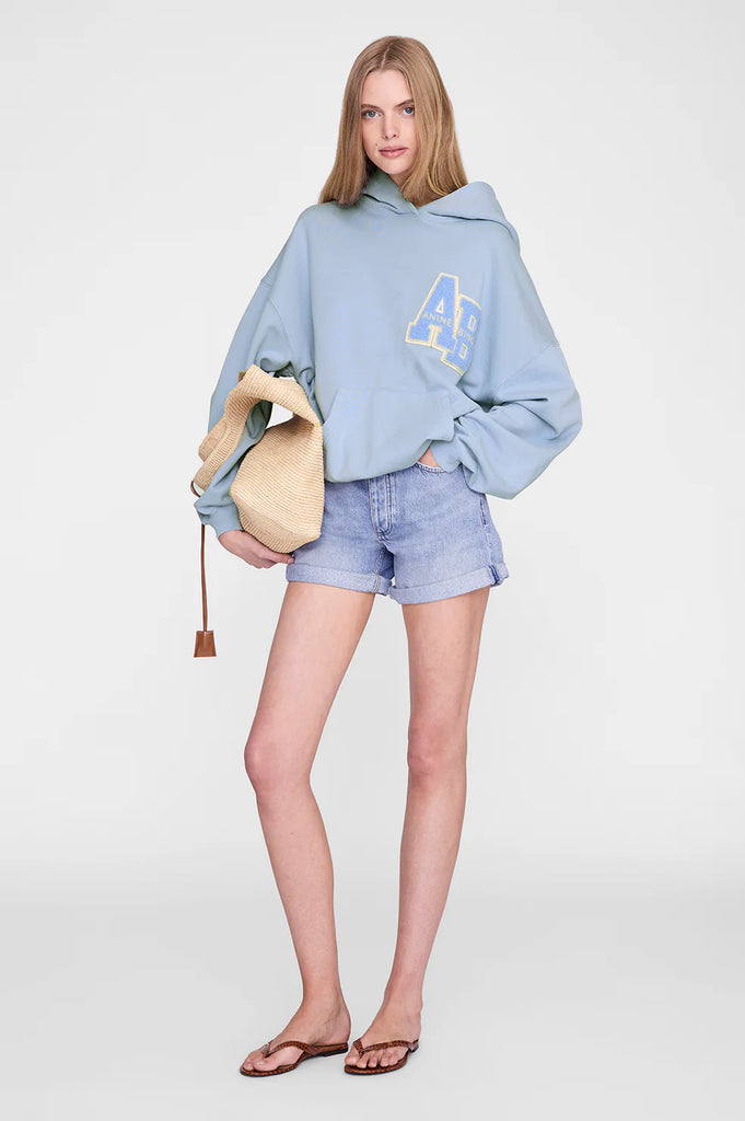 Harvey Sweatshirt Letterman in Washed Light Blue