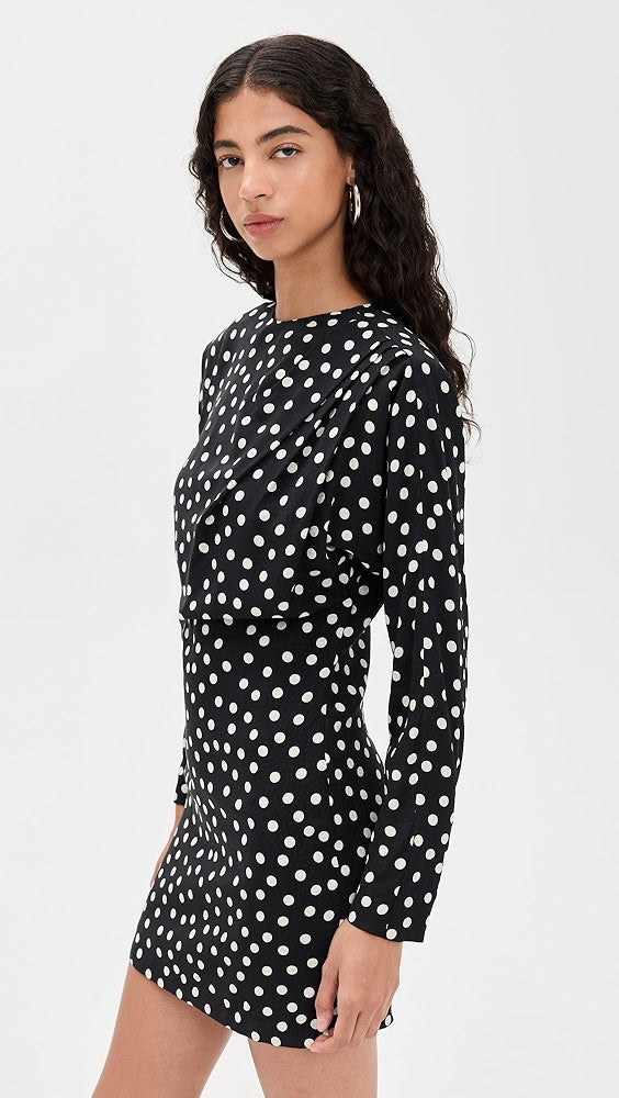 Haven Dress in Black and White Dot Jacquard