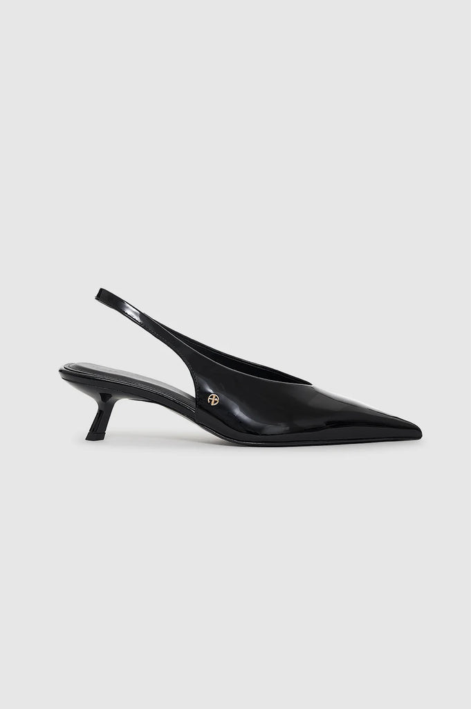 Hilda Slingback Pumps in Black Patent