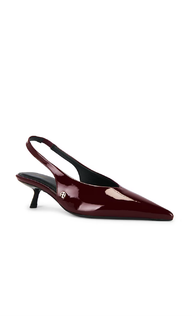 Anine Bing Hilda Slingback Pumps in Oxblood Patent