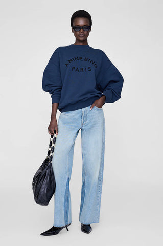 Jaci Sweatshirt Paris in Washed Navy