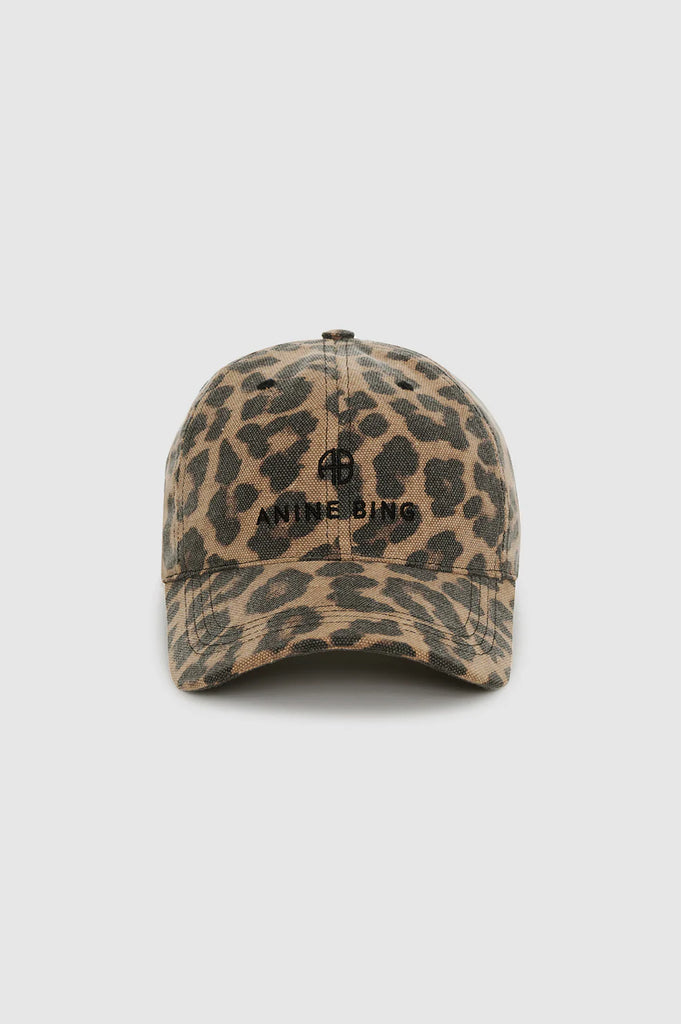 Jeremy Baseball Cap in Black and Brown Leopard