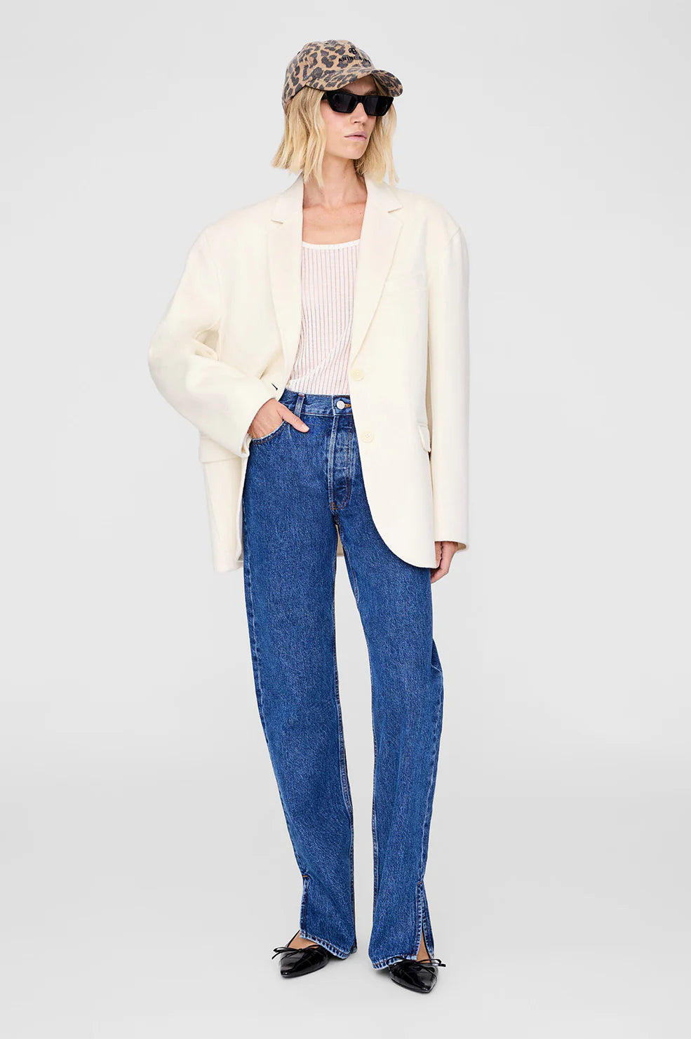 Jeremy Baseball Cap in Black and Brown Leopard