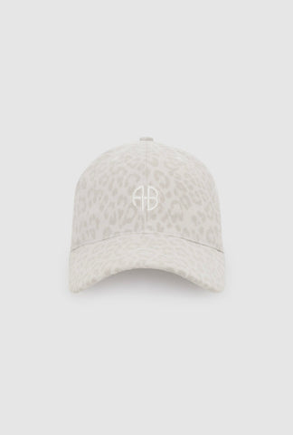 Jeremy Baseball Cap in Washed White Leopard