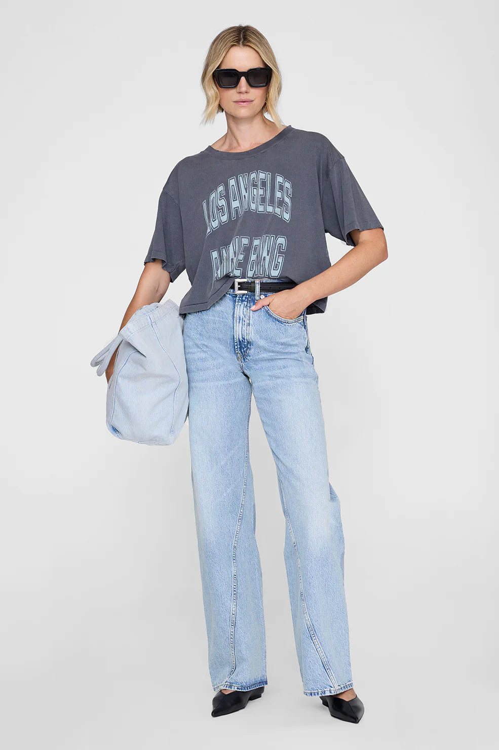Johnny Cropped Tee in Washed Grey