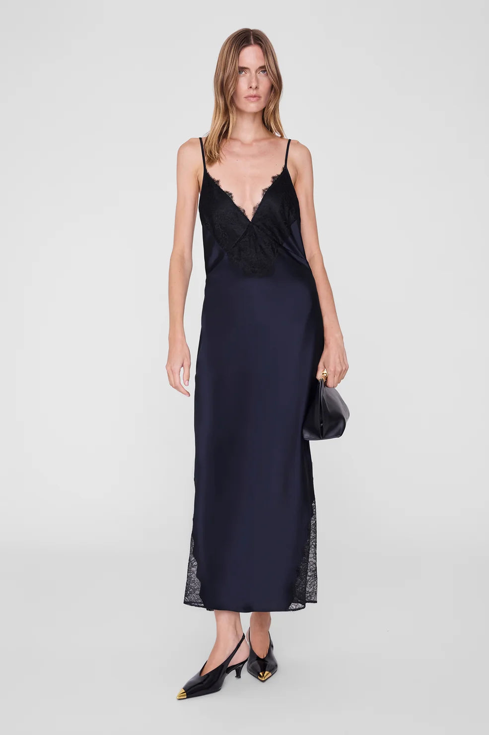 Judy Dress in Navy and Black Lace