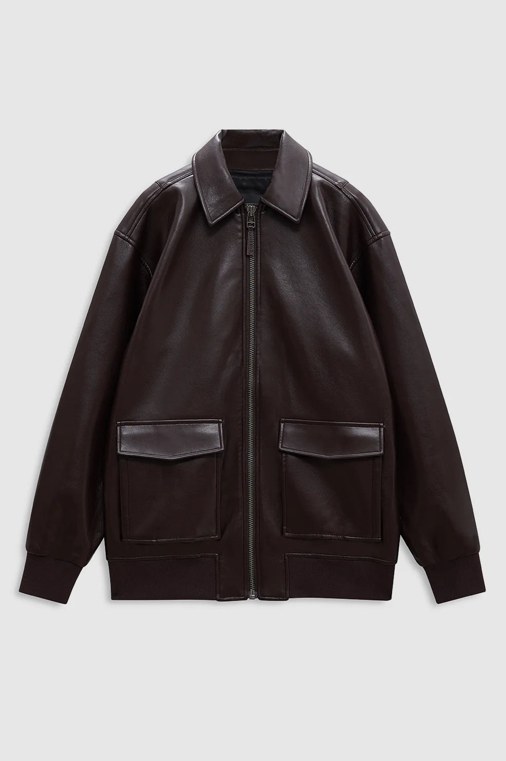 Anine Bing Kelanie Jacket in Deep Brown Recycled Leather