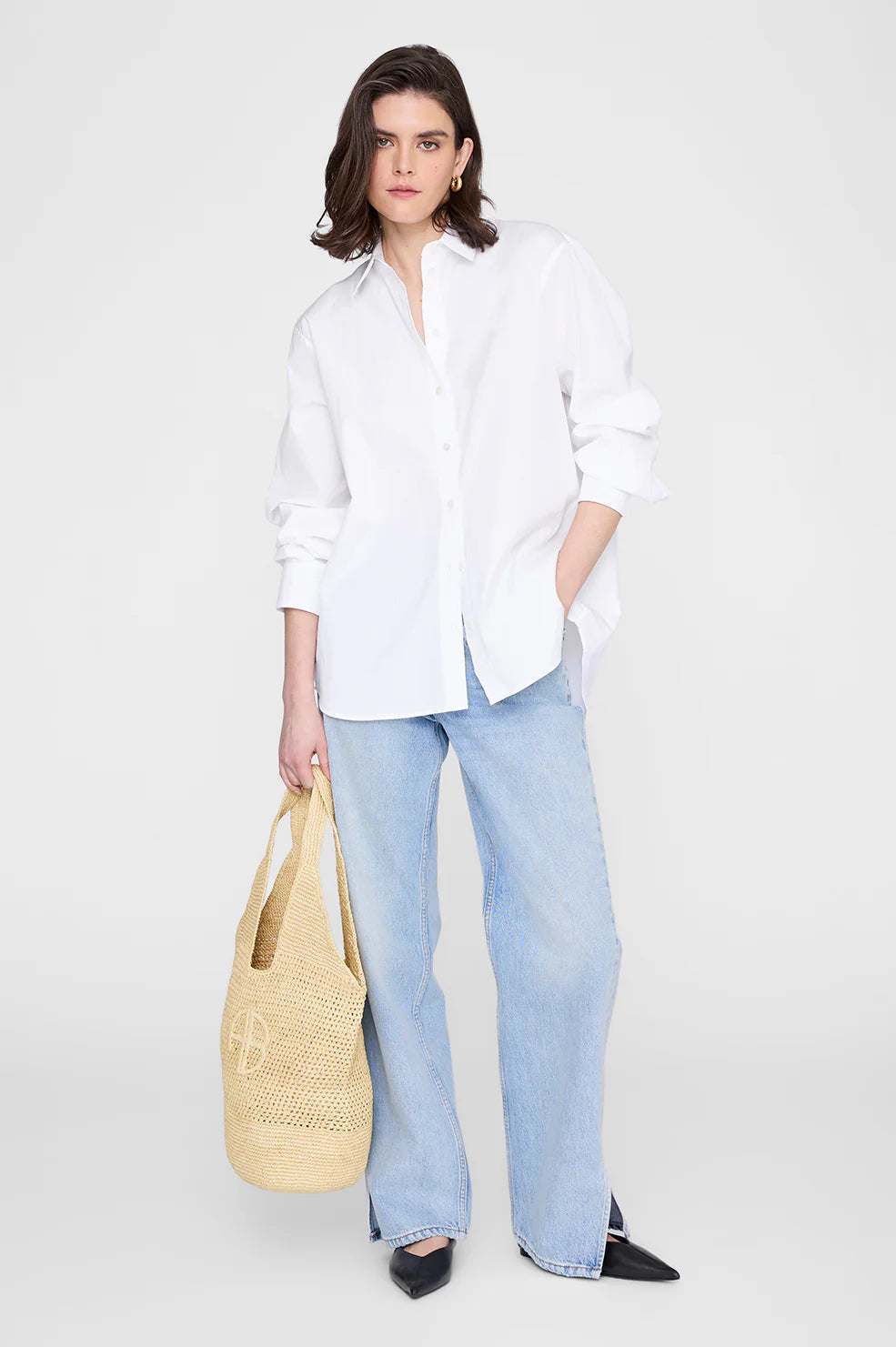 Leah Logo Hobo Raphia in Natural