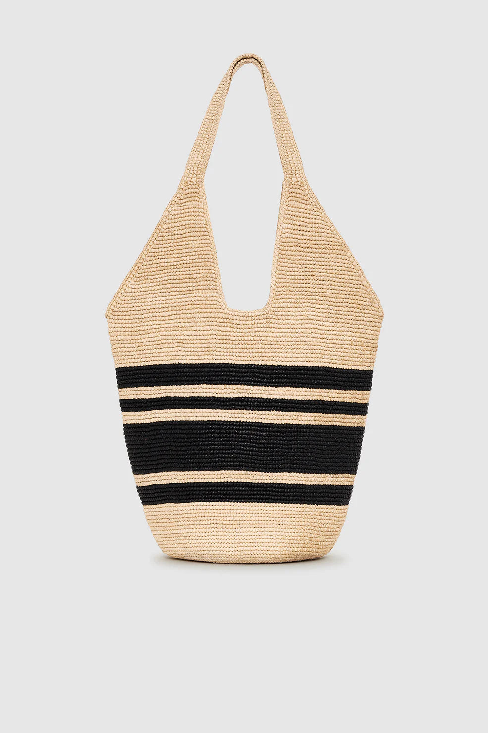 Leah Stripes Hobo Raphia in Black and Natural Stripe