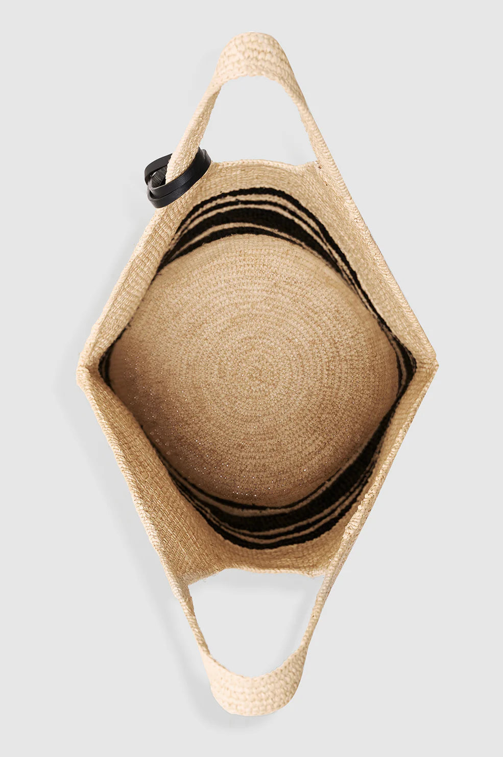 Leah Stripes Hobo Raphia in Black and Natural Stripe
